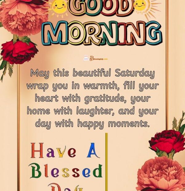 Beautiful Good Morning Saturday Blessings – Warm Saturday morning filled with gratitude, laughter, and happy moments for a joyful weekend