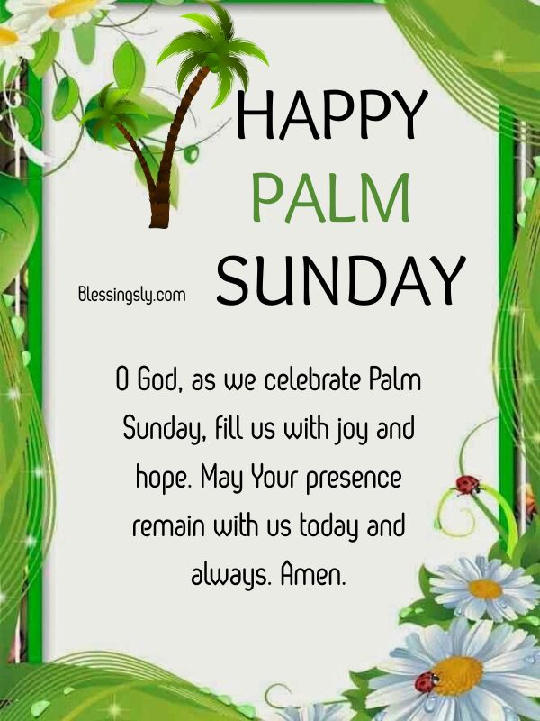 beautiful happy palm sunday images 2026 with palm branches, blessings, and joyful Christian celebration